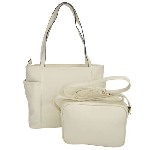 Bolsa Huser Tipo Tote color beige con bolsa crossbody Mod. BF22-ST007BE.