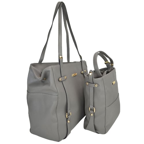 Bolsa Huser Tipo Tote color gris con bolsa crossbody Mod. BF22-ST008GR.