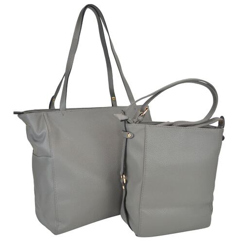 Bolsa Huser Tipo Tote color gris con bolsa crossbody Mod. BF22-ST008GR.