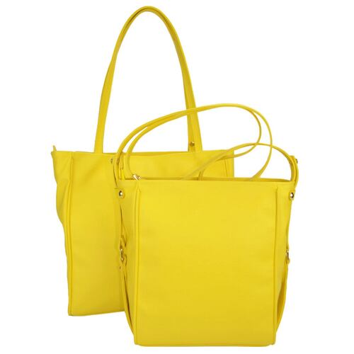 Bolsa Huser Tipo Tote color amarillo con bolsa crossbody Mod. BF22-ST008AM.