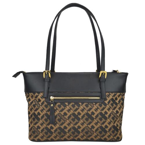 Bolsa Huser tote color café para Mujer monograma