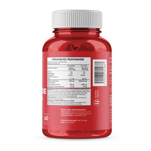 Gomitas de Vinagre de Manzana 60 Piezas Goli