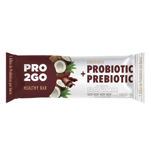 Pro2Go Barra con Probióticos y Prebióticos Choco coco / 30 Grs C/ U