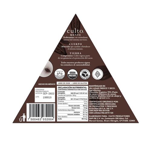 Chocolate Amargo 70% 80g Culto