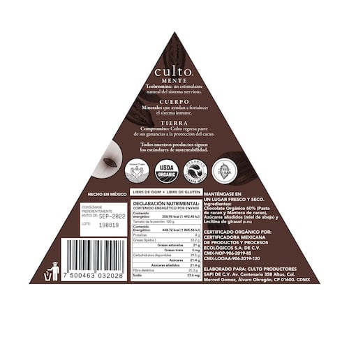Chocolate Amargo 60% 80g Culto