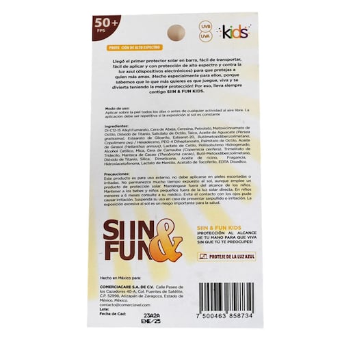 Protector solar en barra Siin & Fun Kids