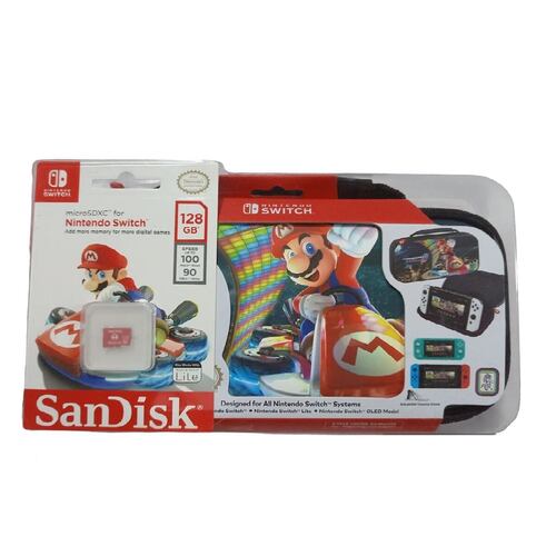 Bundle Estuche Mario Kart II + Memoria 128GB Para Nintendo Switch
