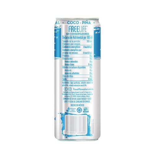 Agua Gasificada con extracto de fruta 100% natural de Piña Coco