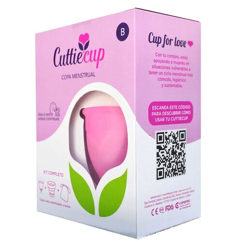 Kit completo talla b copa menstrual, vaso esterilizador y bolsita