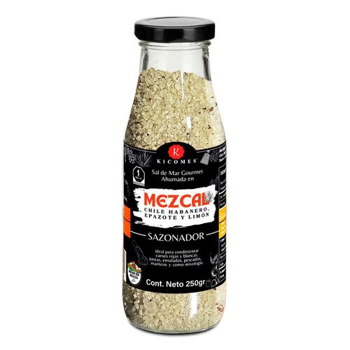 Sal de Mar Ahumada en Mezcal, Chile Habanero, Epazote Deshidratado y Limón Kicomes 250gr