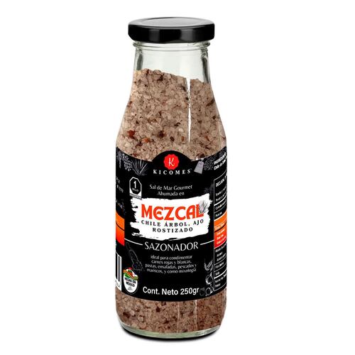 Sal de Mar Ahumada en Mezcal, Chile de Árbol y Ajo Rostizado Kicome 250gr