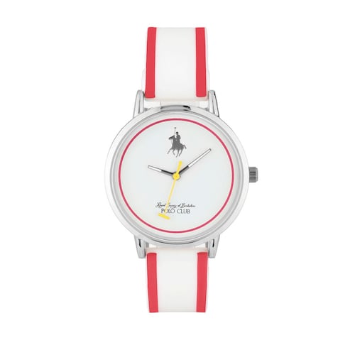 Reloj Polo Club APCG08RJBL Dama Blanco con Rojo
