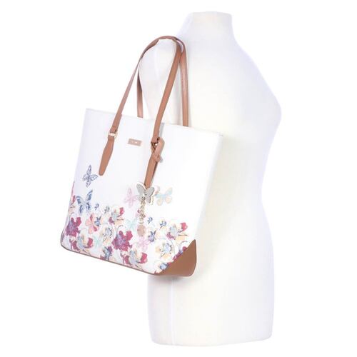 Bolsa Satchel Westies blanco mariposas
