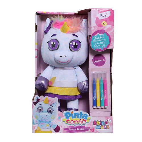 Peluche Pintable 12" Pintashinymals ¡Osito o Unicornio! ¡Colecciónalos!
