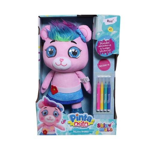 Peluche Pintable 12" Pintashinymals ¡Osito o Unicornio! ¡Colecciónalos!