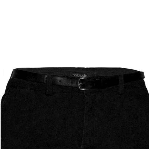 Pantalón liso, recto con cinturón a tono Philosophy talla mediana color negro modelo P2287N..