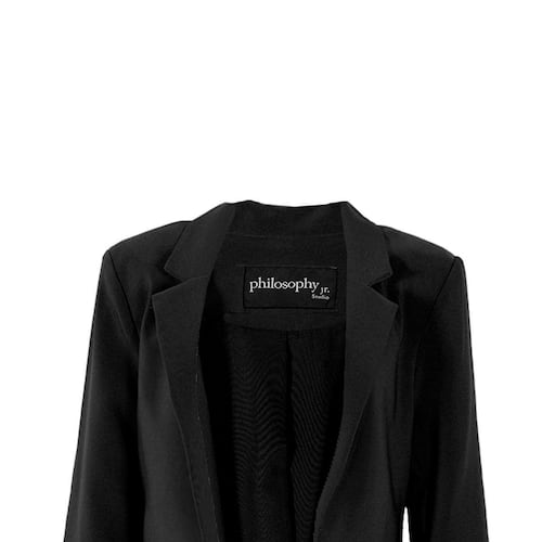 Saco para mujer con solapa y bolsas simuladas Philosophy talla chica color negro modelo 80080JY