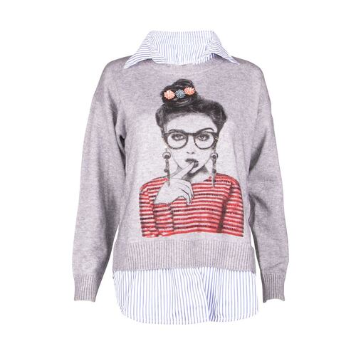 Suéter Combinado Philosophy Jr Ch M Gris
