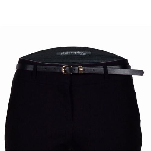 Pantalón para mujer recto con cinturón a tono Philosophy Jr talla chica color negro modelo HP9080NCH