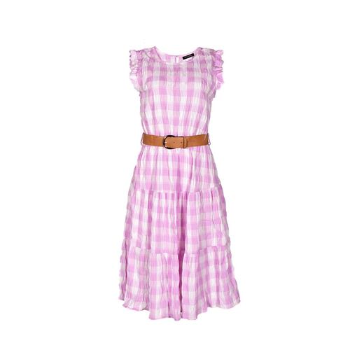 Vestido cuadros Philosophy Jr talla extra grande color morado claro modelo 70303