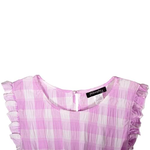 Vestido cuadros Philosophy Jr talla extra grande color morado claro modelo 70303