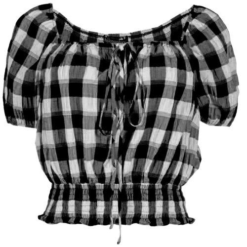 Blusa con smock Philosophy talla grande color negro combinado modelo 11372