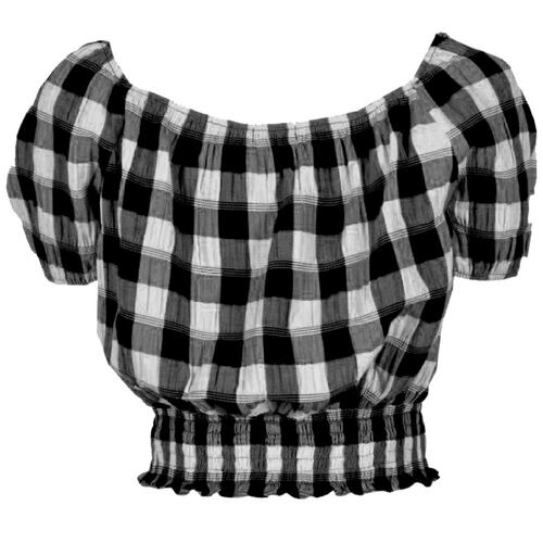 Blusa con smock Philosophy talla grande color negro combinado modelo 11372