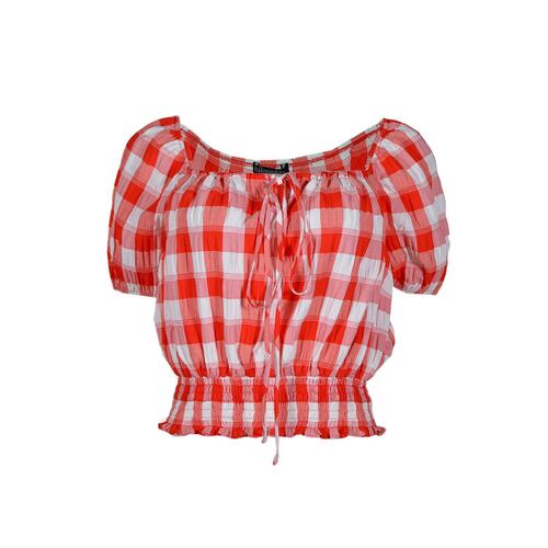 Blusa cuadros Philosophy Jr talla grande color rojo combinado modelo 11372