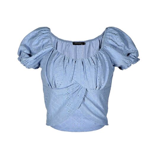 Blusa cruzada Philosophy Jr G azul claro