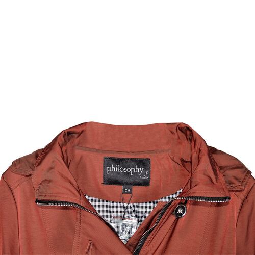 Gabardina con cinturón Philosophy jr talla mediana color rojo obscuro modelo gtl1137