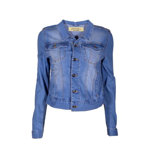 Chamarra mezclilla Philosophy Jr talla grande color azul claro modelo 8776js