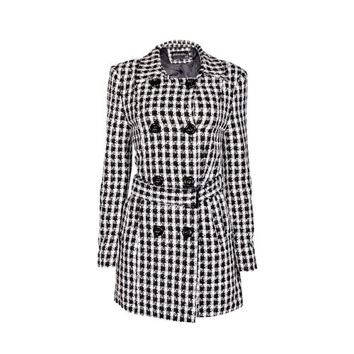 Abrigo cuadros Philosophy talla extra grande color negro combinado modelo lc4516