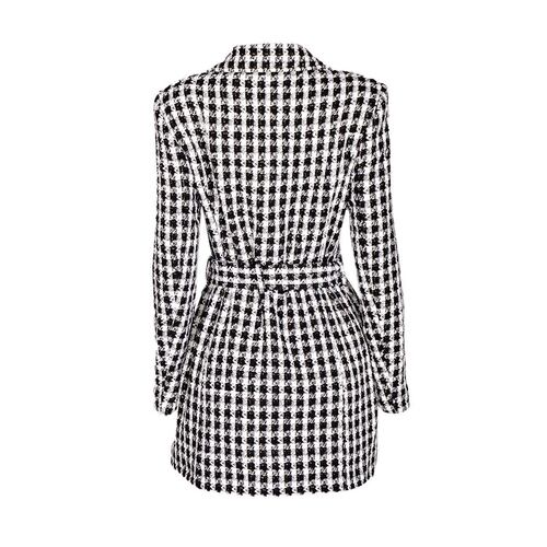 Abrigo cuadros Philosophy talla extra grande color negro combinado modelo lc4516