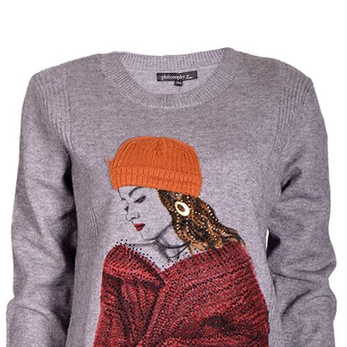 Sueter estampado Philosophy Jr talla mediana grande color gris modelo BS09J