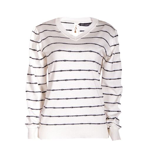 Sweater con moño Philosophy jr talla chica color blanco combinado modelo HL1935