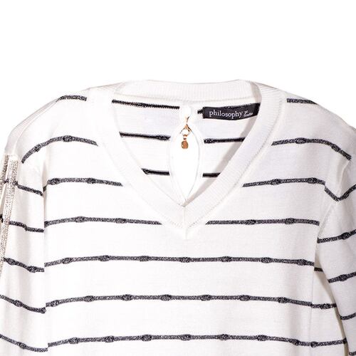 Sweater con moño Philosophy jr talla chica color blanco combinado modelo HL1935