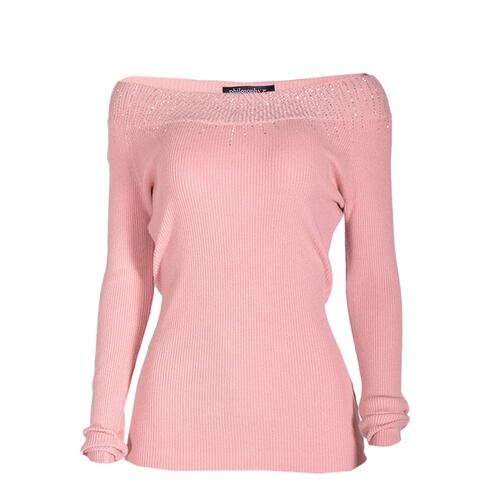 Sweater hombro descubierto Philosophy jr talla grande color rosa modelo XN5035