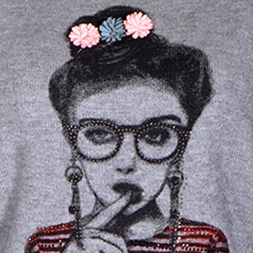 Suéter estampado Philosophy talla mediana grande color gris modelo BS2942Y