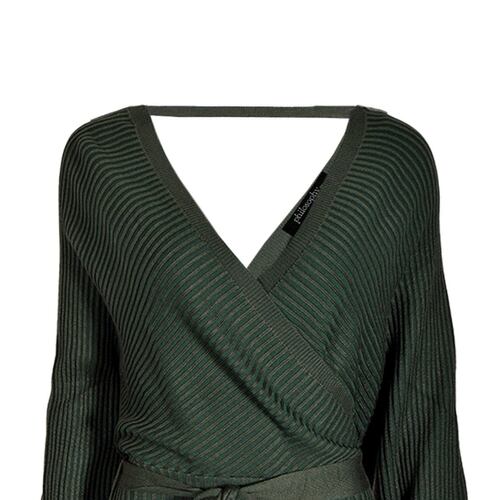 Vestido cruzado Philosophy Jr. talla mediana color verde modelo W9025N