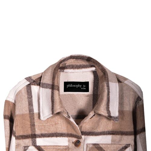 Saco camisero Philosophy talla mediana color cafe claro modelo 80014jy