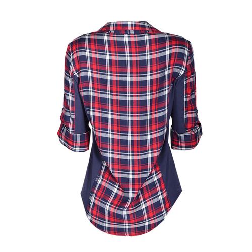 Blusa estampada Philosophy talla grande color azul combinado modelo 11434