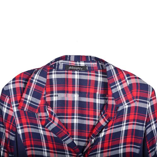 Blusa estampada Philosophy talla grande color azul combinado modelo 11434