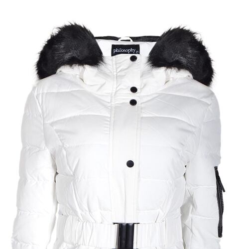 Chamarra con capucha Philosophy Jr talla mediana color blanco modelo SJN3516