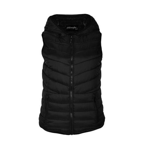 Chaleco con capucha Philosophy talla grande color negro modelo SVR3518