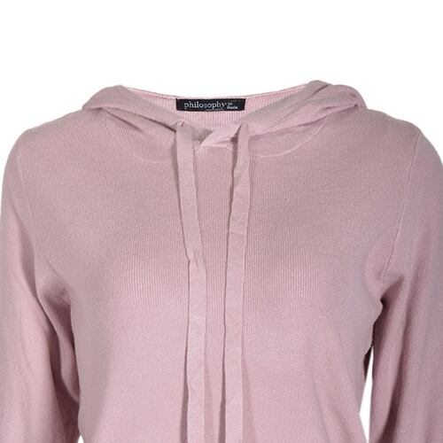 Sudadera lisa con manga ranglan capucha y jareta Philosophy talla grande color rosa modelo HH11072