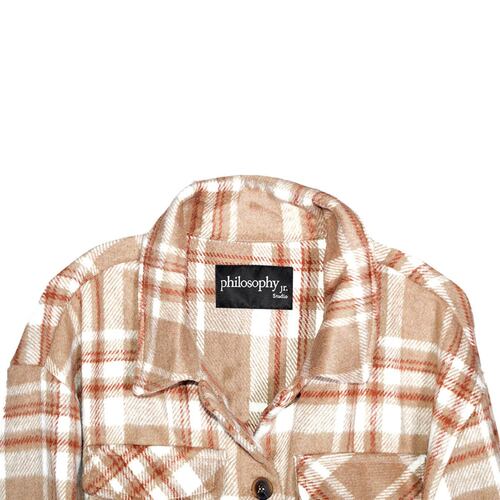 Sobre camisa bolsas superiores Philosophy talla grande color cafe combinado modelo 80015jy