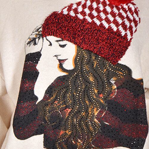 Suéter estampado Philosophy talla chica mediana color crema modelo hd9590..