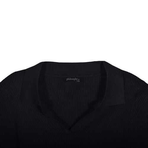 Blusa acanalada Philosophy Jr talla chico color negro modelo 73656