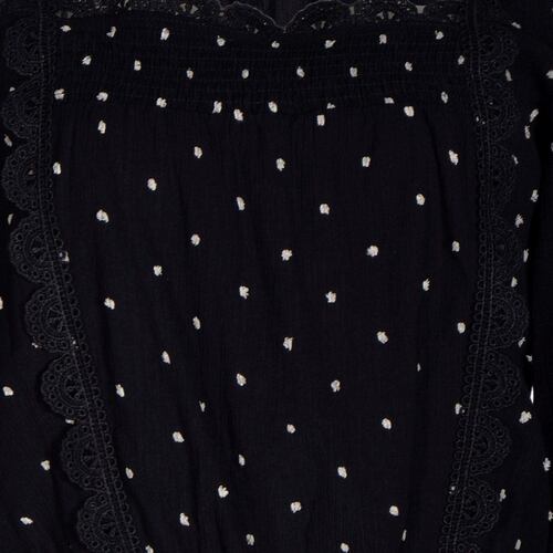 Blusa con encaje y detalles en combinación con amarre en la espalda Philosophy talla grande color negro combinado modelo CR1422