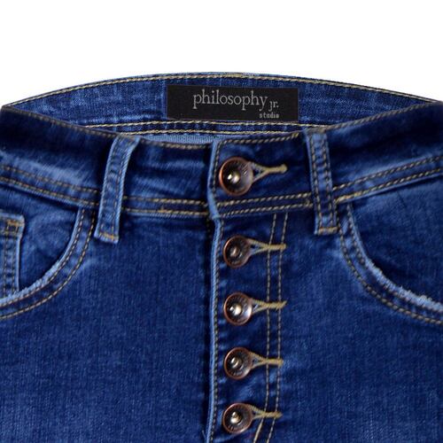 Jeans skynny liso con 5 botones y pretina delgada Philosophy talla 11 color azul obscuro modelo BHI2010450P